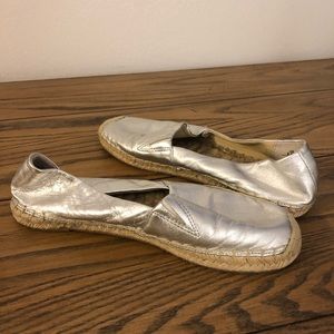 Sam Edelman silver espadrille flat woven sole